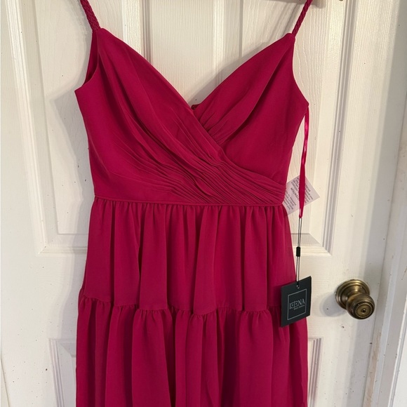 Mac Duggal Fuchsia Spaghetti Strap Faux Wrap Dress Size 4 NWT - Picture 4 of 5